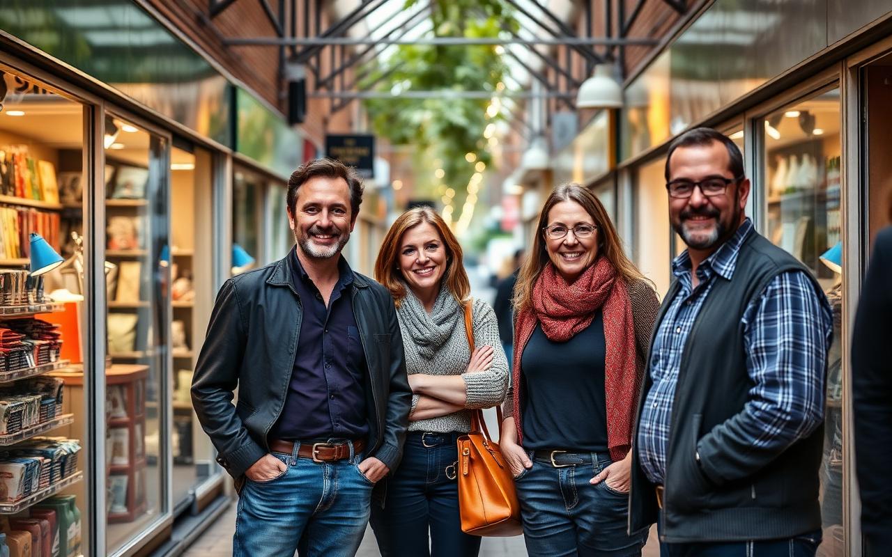 Lokale ondernemers samen in een winkelstraat